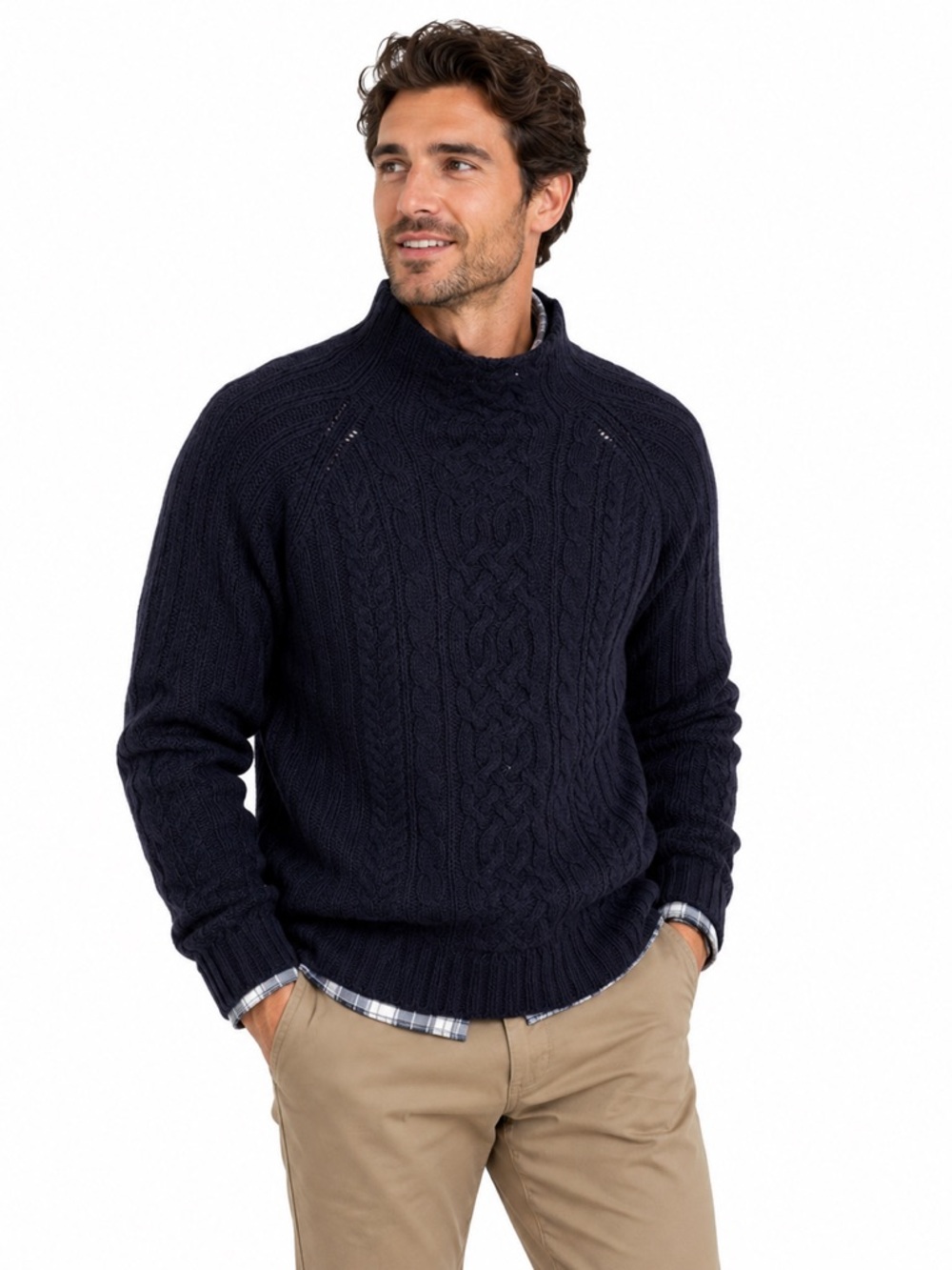 Tommy Hilfiger Wool Sweater Large Long Sleeve Turtleneck Cable Knit Fall Layers